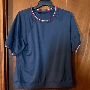 DKNY Navy Short-Sleeve Crewneck with Red & White Trim